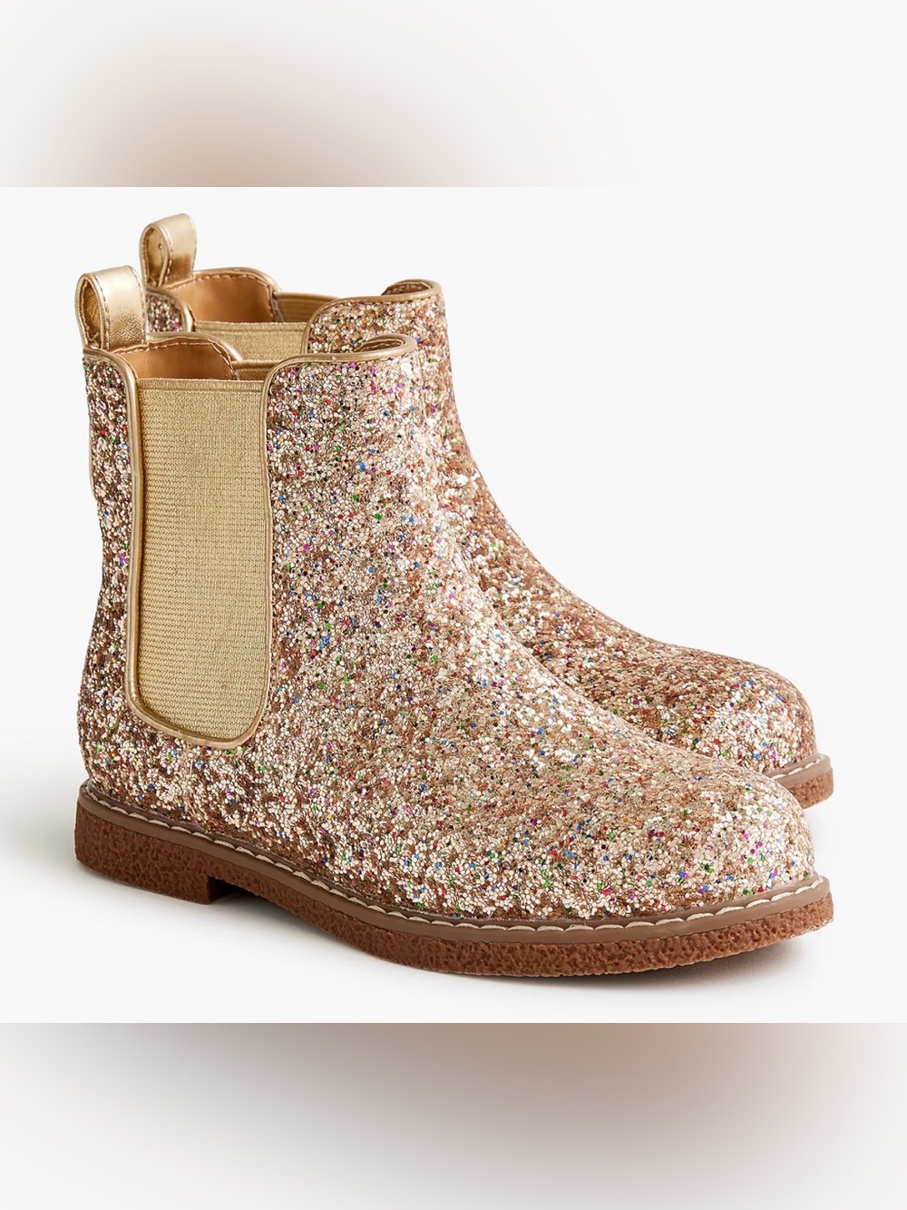 J. Crew Kids' Glitter Chelsea Boots — Rose Gold Multicolor